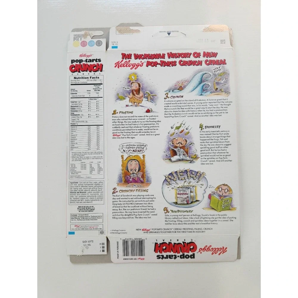 1995 Kellogg's Pop-Tarts Crunch Frosted Strawberry‎ Cereal Box